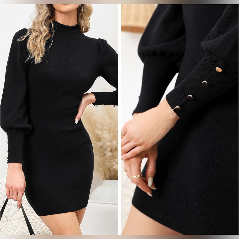 NWT Byinns Woman’s Button cuff body come pullover sweater Dress